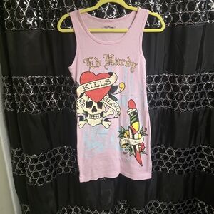 Ed Hardy Kids Pink Skull Graphic Tank Top
